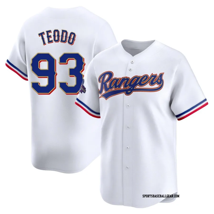 Emiliano Teodo Men's Texas Rangers Gold Limited White 2024 Collection Jersey