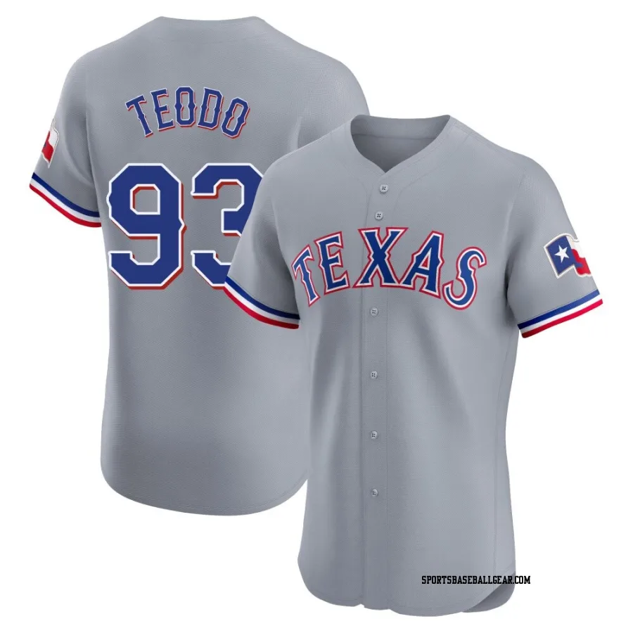 Emiliano Teodo Men's Texas Rangers Gray Elite Road Jersey