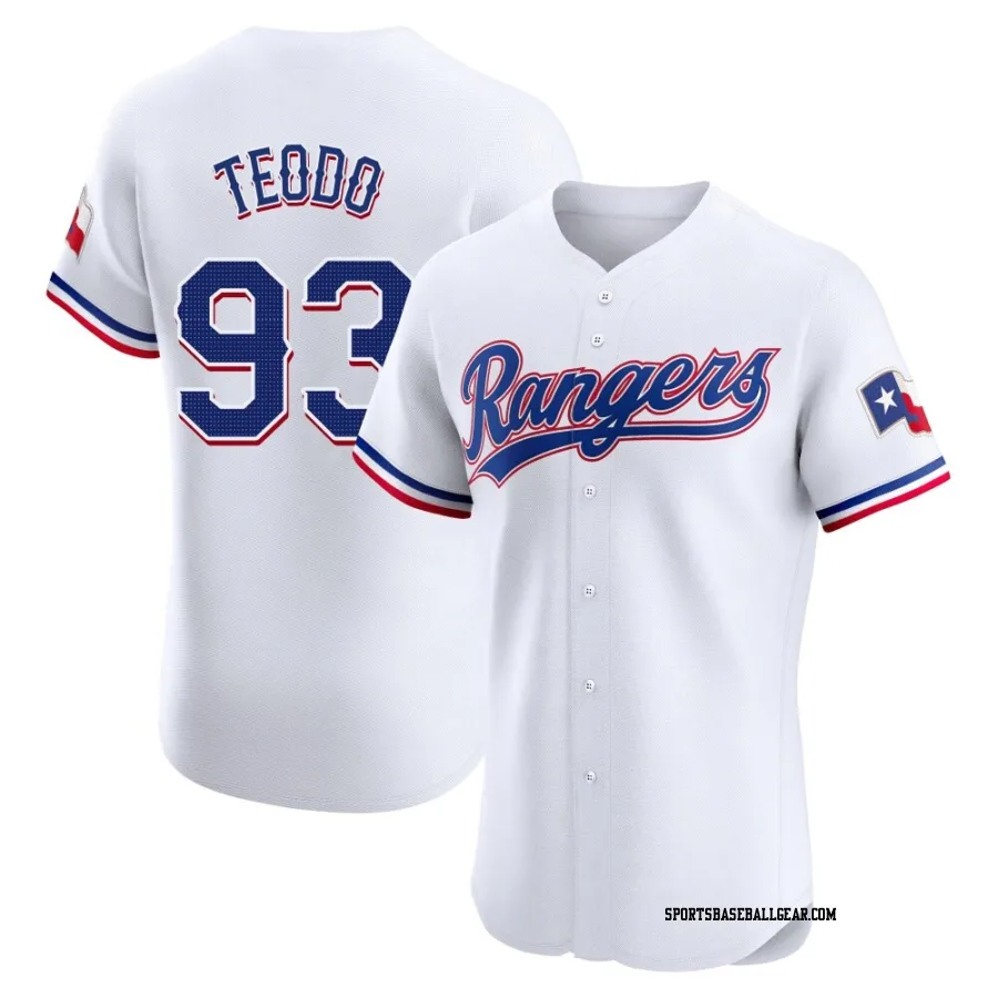 Emiliano Teodo Men's Texas Rangers White Elite Home Jersey