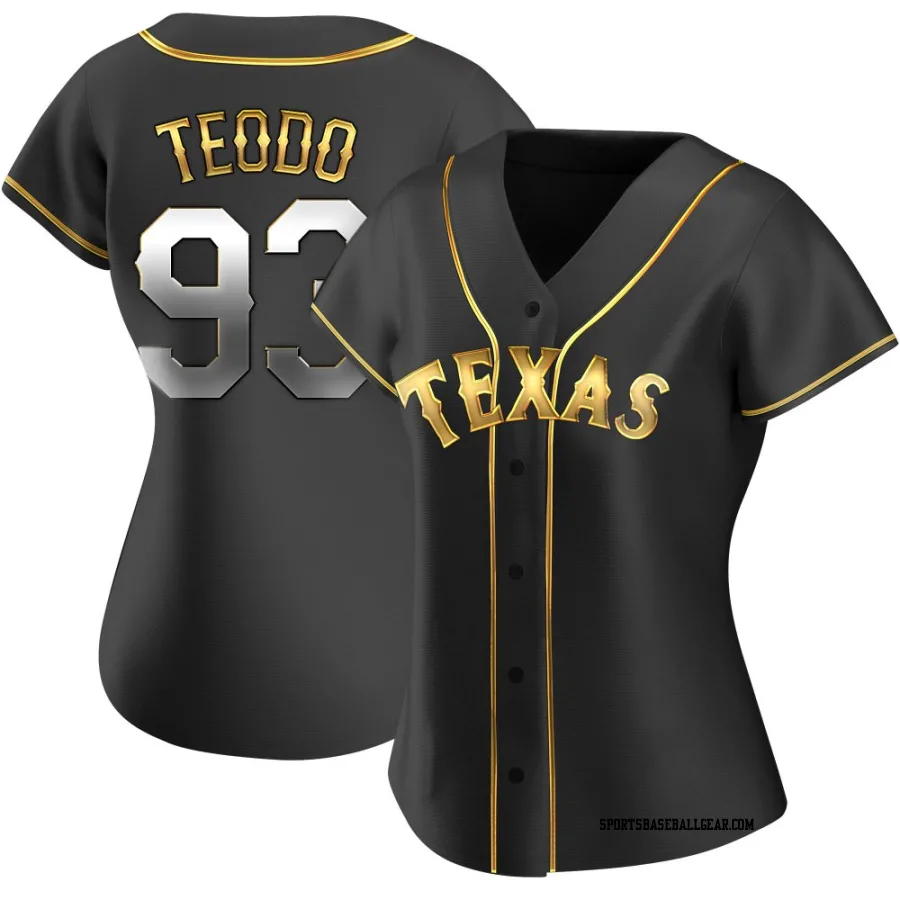 Emiliano Teodo Women's Texas Rangers Black Golden Replica Alternate Jersey