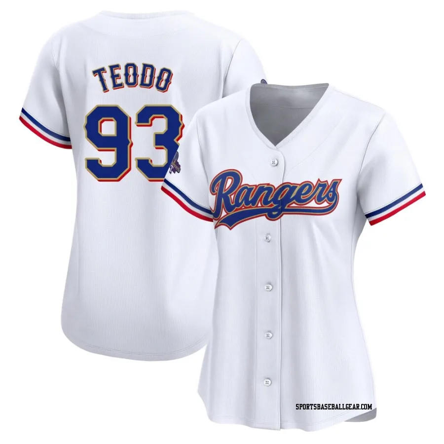 Emiliano Teodo Women's Texas Rangers Gold Limited White 2024 Collection Jersey