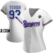 Emiliano Teodo Women's Texas Rangers White Authentic Home 2023 World Series Jersey