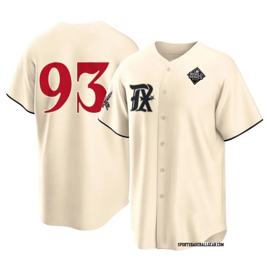 Emiliano Teodo Youth Texas Rangers Cream Replica 2023 City Connect 2023 World Series Jersey