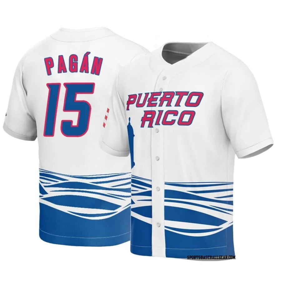 Emilio Pagan Men's Puerto Rico Baseball White Replica 2023 World Baseball Classic Jersey