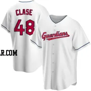 Emmanuel Clase Men's Cleveland Guardians White Replica Home Jersey