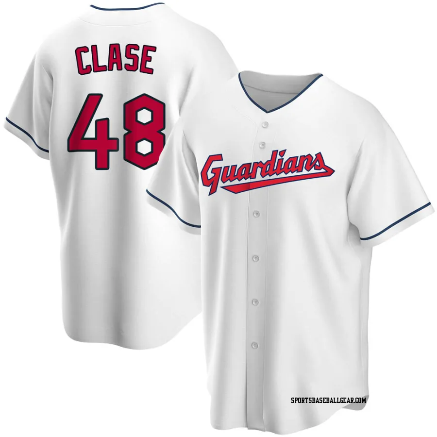 Emmanuel Clase Men's Cleveland Guardians White Replica Home Jersey