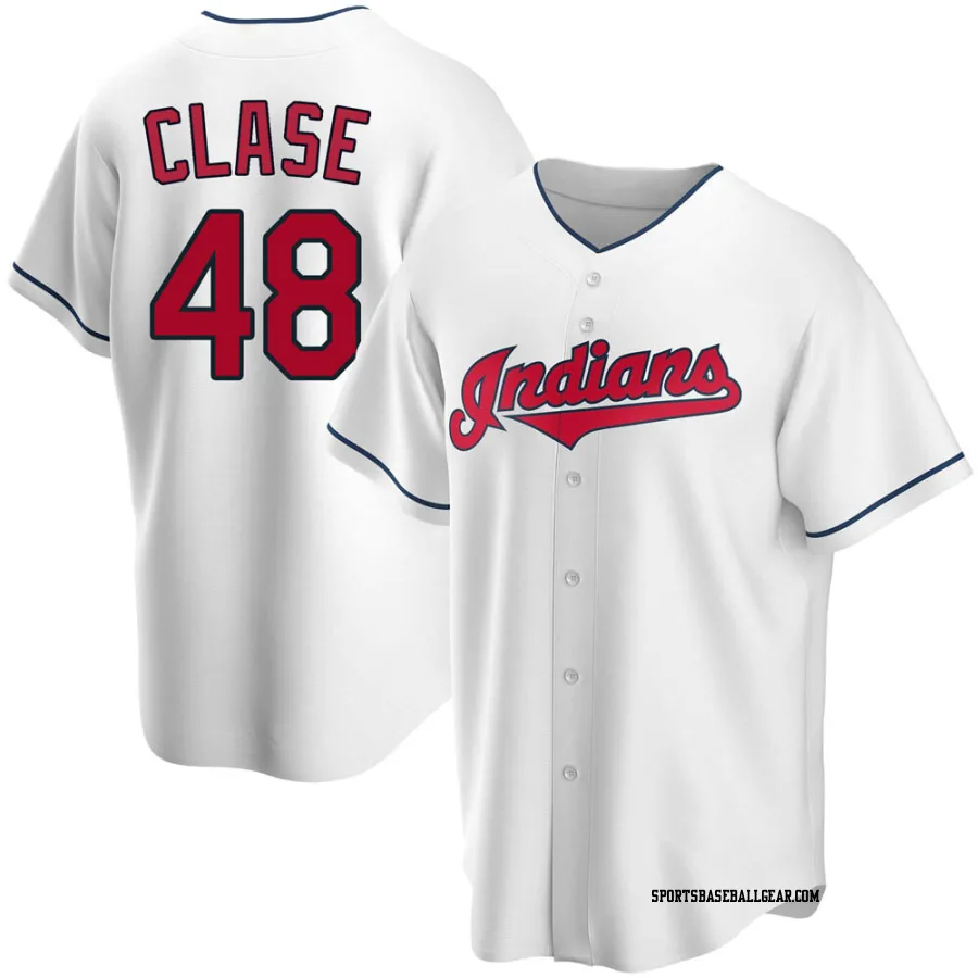 Emmanuel Clase Men's Cleveland Guardians White Replica Home Jersey