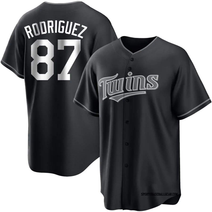 Emmanuel Rodriguez Men's Minnesota Twins Black/White Replica Jersey