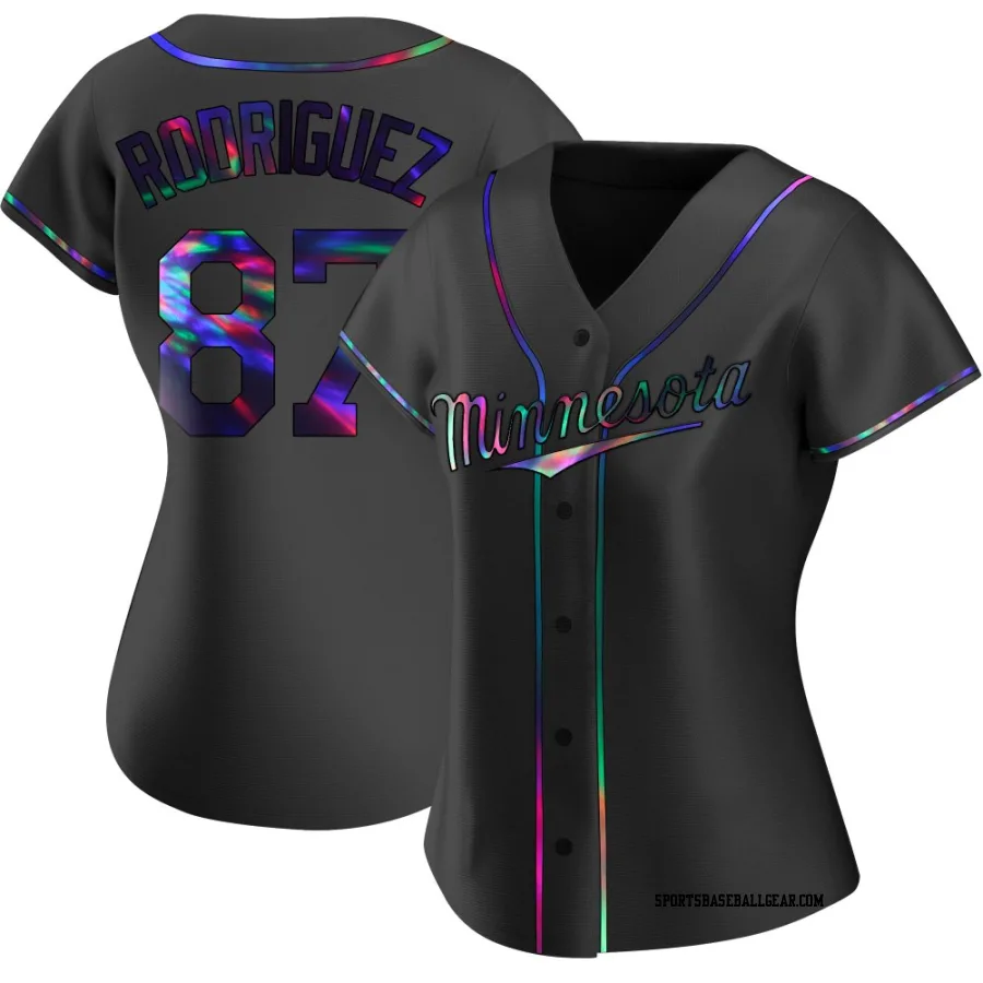 Emmanuel Rodriguez Women's Minnesota Twins Black Holographic Replica Alternate Jersey