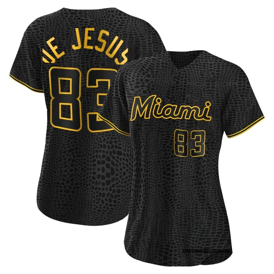 Enmanuel De Jesus Women's Miami Marlins Black Authentic Snake Skin City Jersey