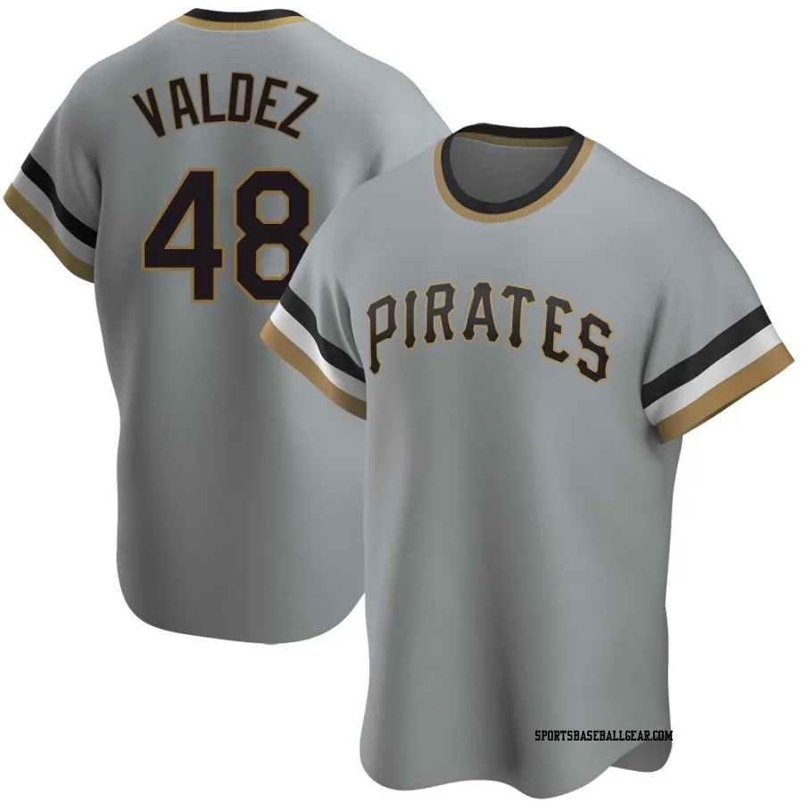 Enmanuel Valdez Men's Pittsburgh Pirates Gray Replica Road Cooperstown Collection Jersey