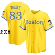 Enmanuel Valdez Youth Boston Red Sox Gold/Light Replica Blue 2021 City Connect Player Jersey