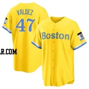 Enmanuel Valdez Youth Boston Red Sox Gold/Light Replica Blue 2021 City Connect Player Jersey