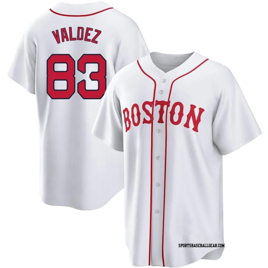 Enmanuel Valdez Youth Boston Red Sox White Replica 2021 Patriots' Day Jersey