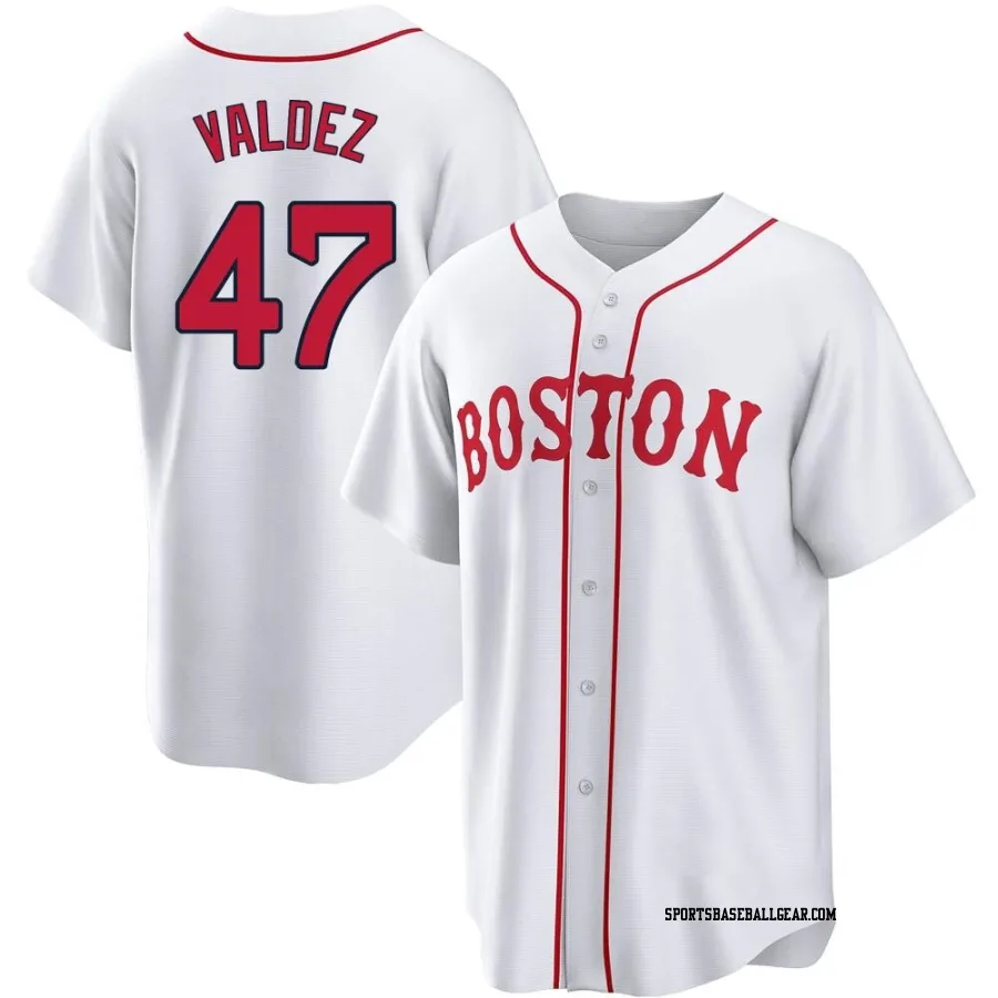 Enmanuel Valdez Youth Boston Red Sox White Replica 2021 Patriots' Day Jersey