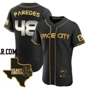 Enoli Paredes Men's Houston Astros Black/Gold Authentic 2023 Space City Ready 2 Reign Flex Base Jersey