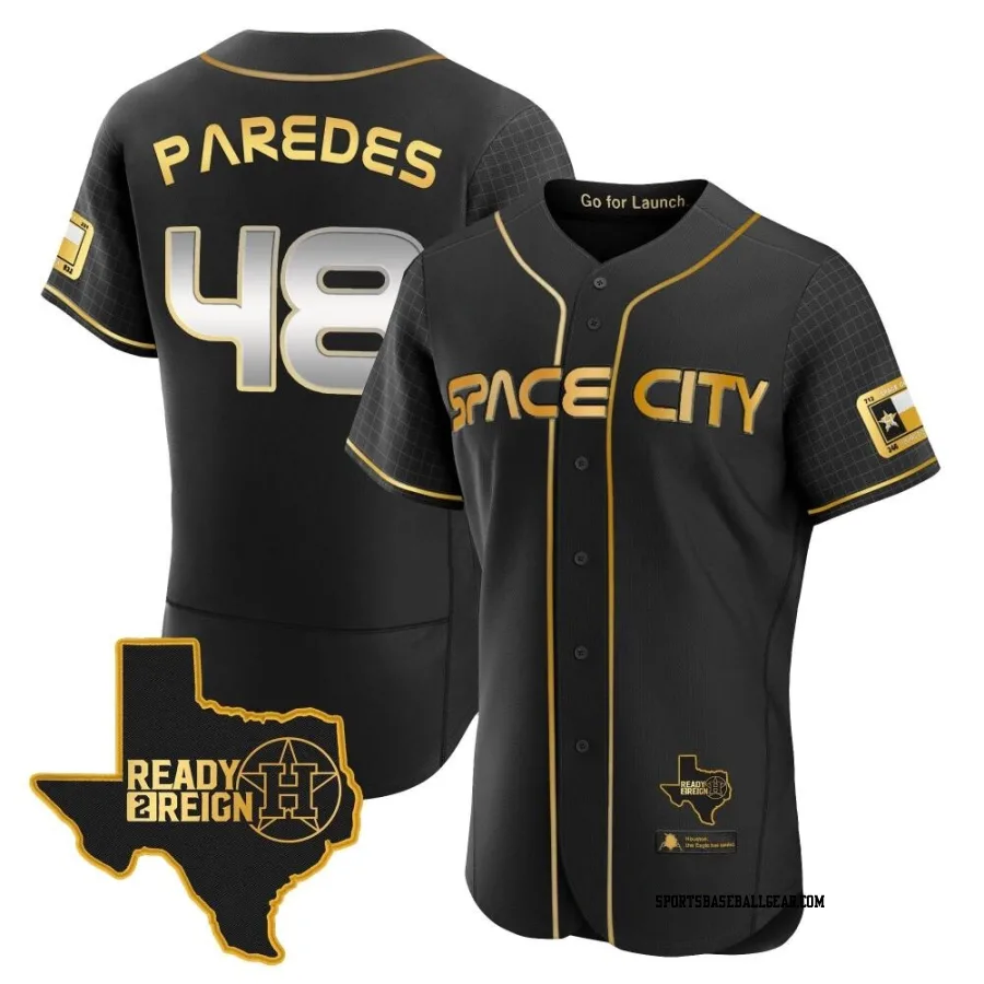 Enoli Paredes Men's Houston Astros Black/Gold Authentic 2023 Space City Ready 2 Reign Flex Base Jersey