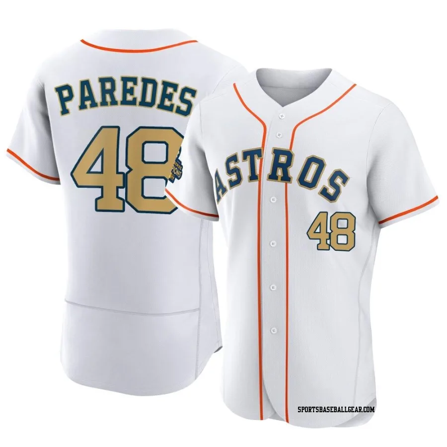 Enoli Paredes Men's Houston Astros Gold Authentic White 2023 Collection Jersey