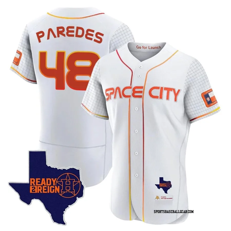 Enoli Paredes Men's Houston Astros White Authentic 2023 Space City Ready 2 Reign Flex Base Jersey