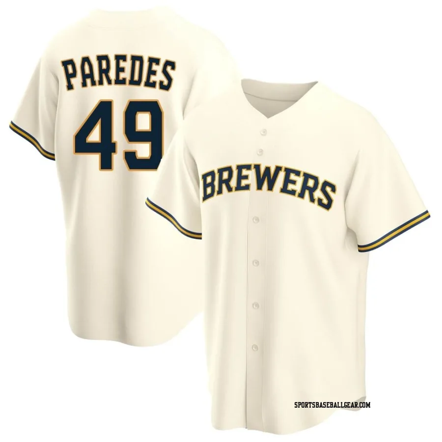 Enoli Paredes Men's Milwaukee Brewers Cream Replica Home Jersey