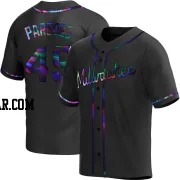 Enoli Paredes Youth Milwaukee Brewers Black Holographic Replica Alternate Jersey