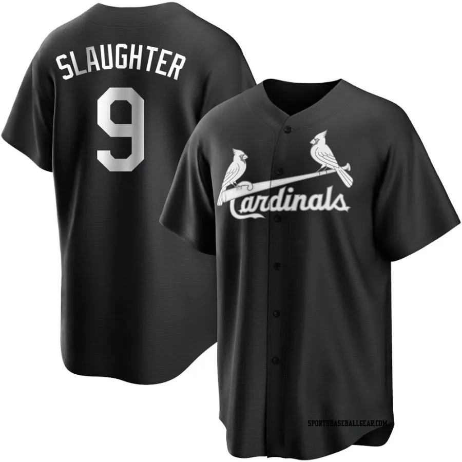 Enos Slaughter Men's St. Louis Cardinals Black/White Replica Jersey