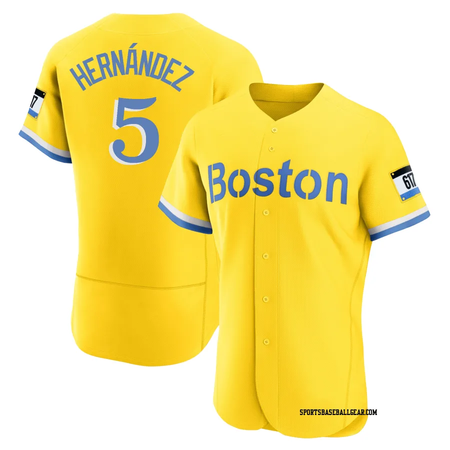 Enrique Hernandez Men's Boston Red Sox Gold/Light Authentic Blue 2021 City Connect Jersey