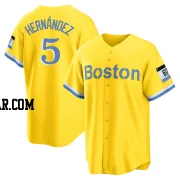 Enrique Hernandez Men's Boston Red Sox Gold/Light Replica Blue 2021 City Connect Player Jersey