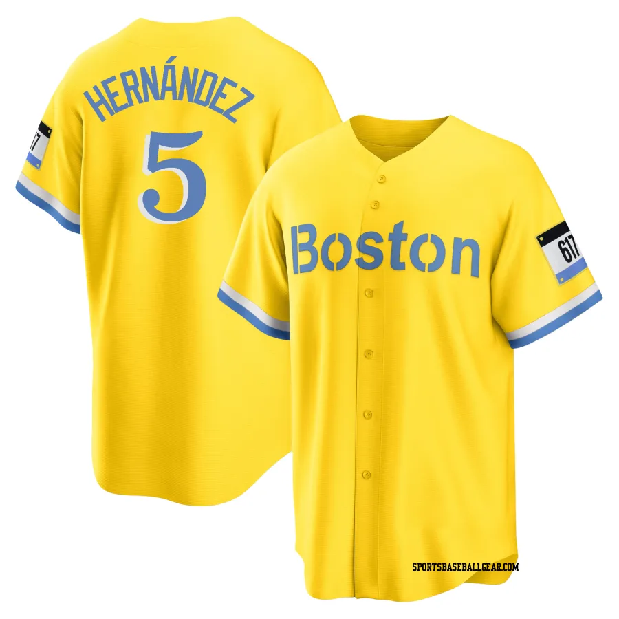 Enrique Hernandez Men's Boston Red Sox Gold/Light Replica Blue 2021 City Connect Player Jersey