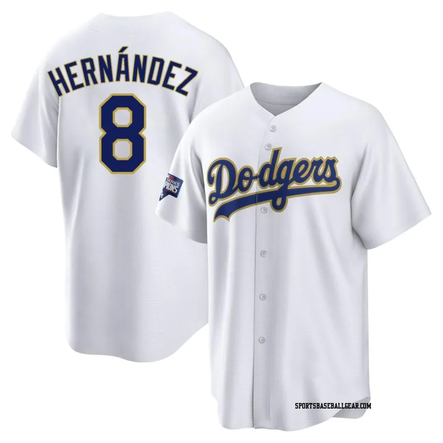 Enrique Hernandez Men's Los Angeles Dodgers White/Gold Replica 2021 Gold Program Player Jersey