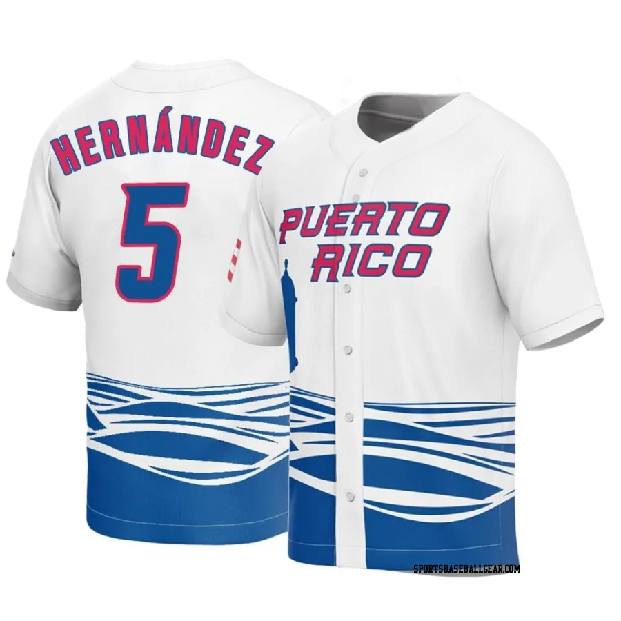 Enrique Hernandez Youth Puerto Rico Baseball White Replica 2023 World Baseball Classic Jersey