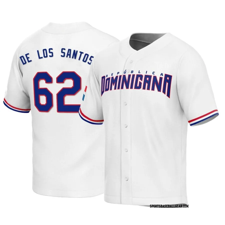 Enyel De Los Santos Youth Dominican Republic Baseball White Replica 2023 World Baseball Classic Jersey