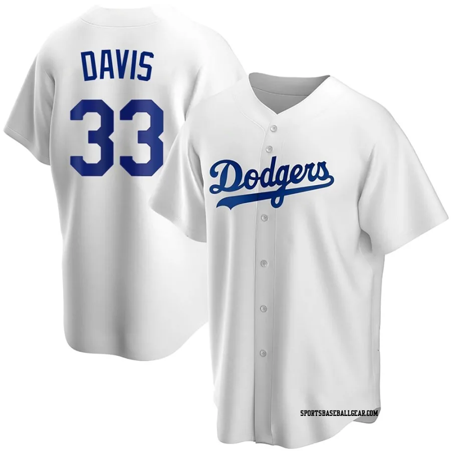 Eric Davis Men's Los Angeles Dodgers White Replica Home Jersey