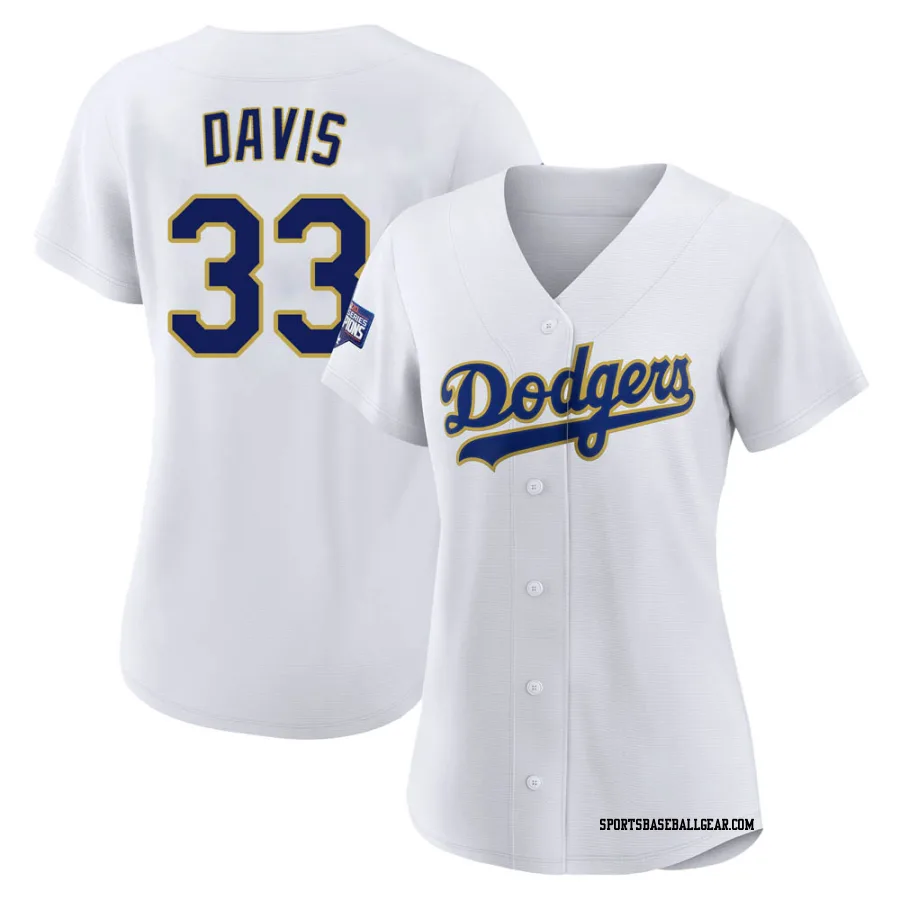 Eric Davis Women's Los Angeles Dodgers White/Gold Authentic 2021 Gold Program Player Jersey