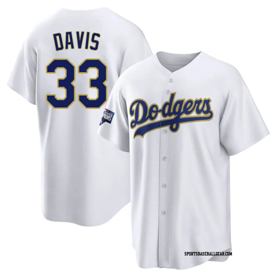 Eric Davis Youth Los Angeles Dodgers White/Gold Replica 2021 Gold Program Player Jersey