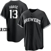 Eric Haase Men's Milwaukee Brewers Black/White Replica Jersey