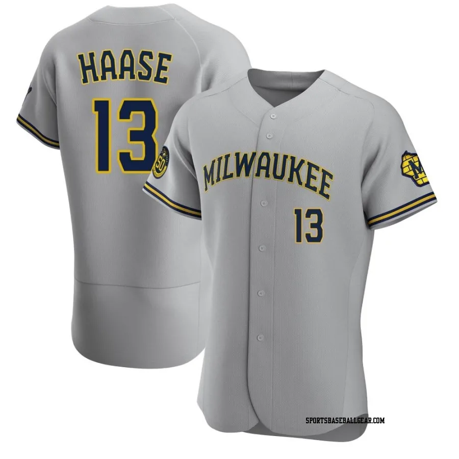 Eric Haase Men's Milwaukee Brewers Gray Authentic Road Jersey