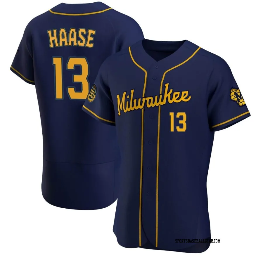 Eric Haase Men's Milwaukee Brewers Navy Authentic Alternate Jersey