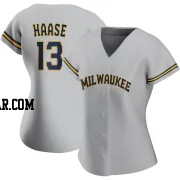 Eric Haase Women's Milwaukee Brewers Gray Authentic Road Jersey