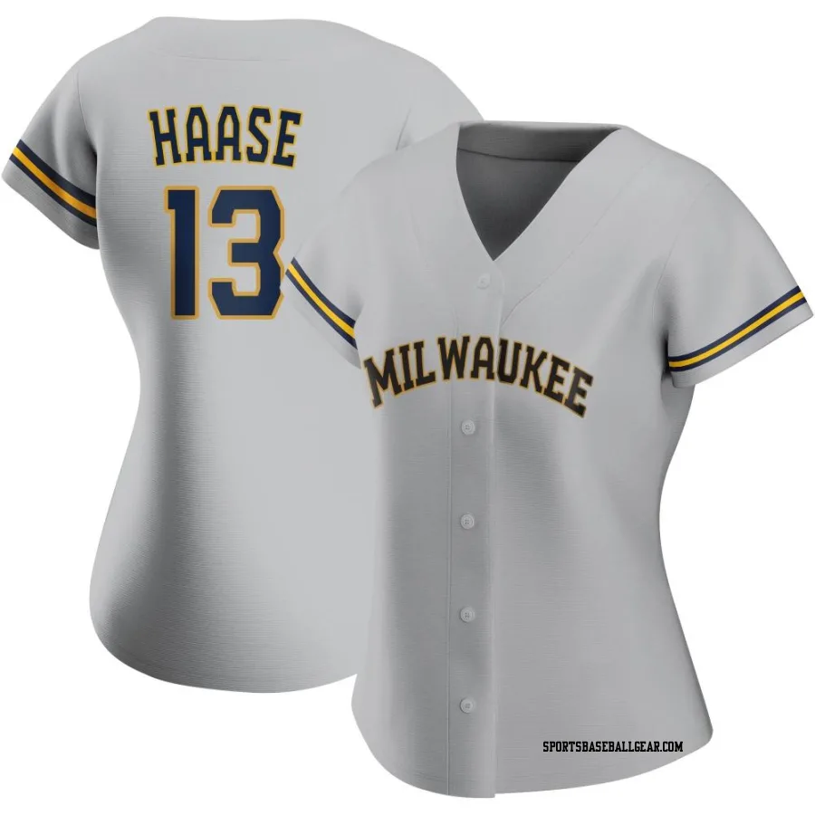 Eric Haase Women's Milwaukee Brewers Gray Authentic Road Jersey