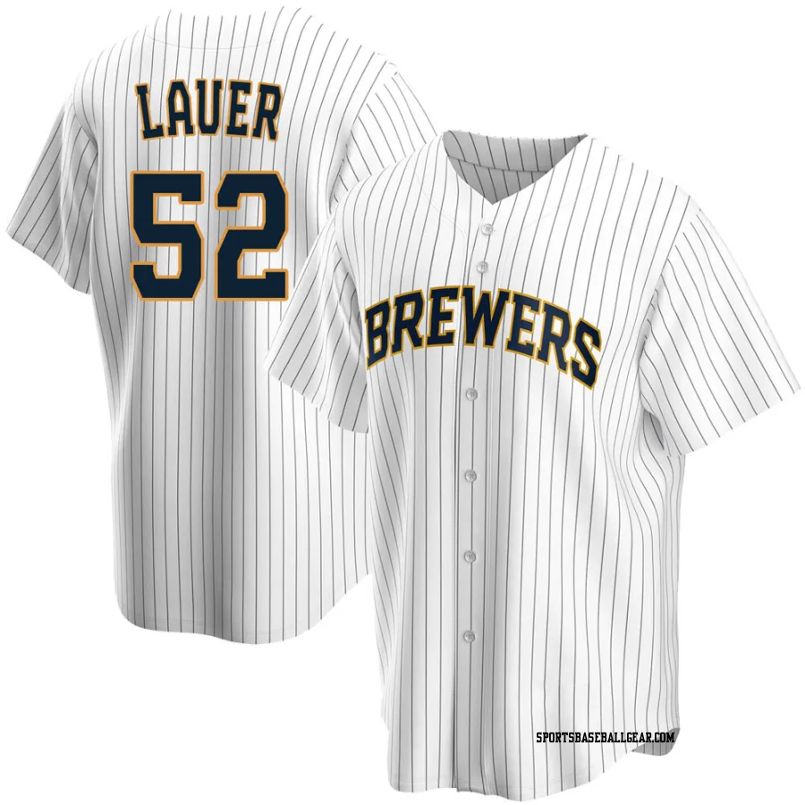 Eric Lauer Men's Milwaukee Brewers White Replica Home Jersey