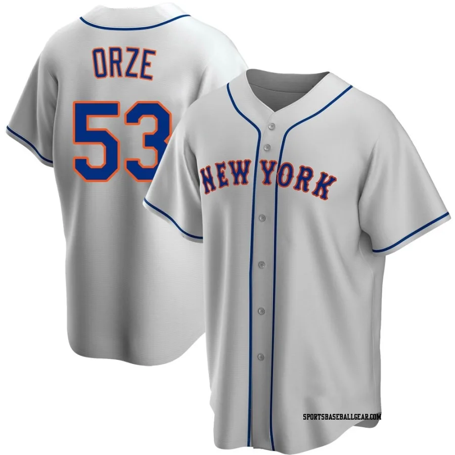 Eric Orze Men's New York Mets Gray Replica Road Jersey