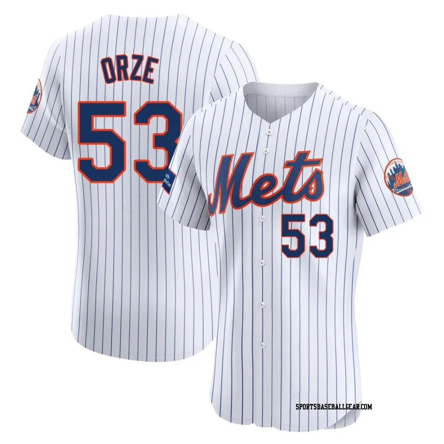 Eric Orze Men's New York Mets White Elite Home Patch Jersey