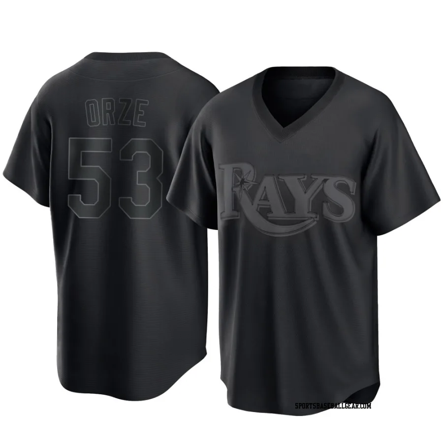 Eric Orze Men's Tampa Bay Rays Black Replica Pitch Fashion Jersey