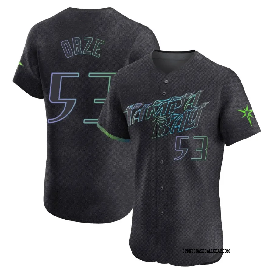 Eric Orze Men's Tampa Bay Rays Charcoal Elite 2024 City Connect Jersey