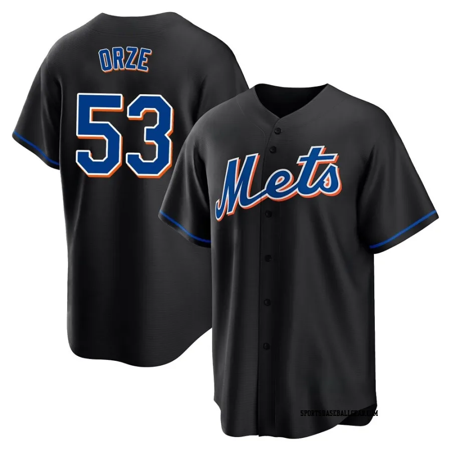 Eric Orze Youth New York Mets Black Replica 2022 Alternate Jersey