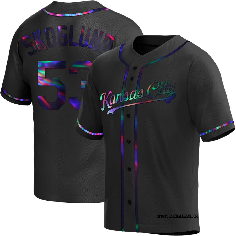 Eric Skoglund Men's Kansas City Royals Black Holographic Replica Alternate Jersey