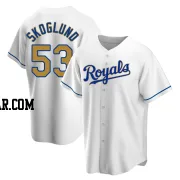 Eric Skoglund Men's Kansas City Royals Gold Replica White Home Jersey