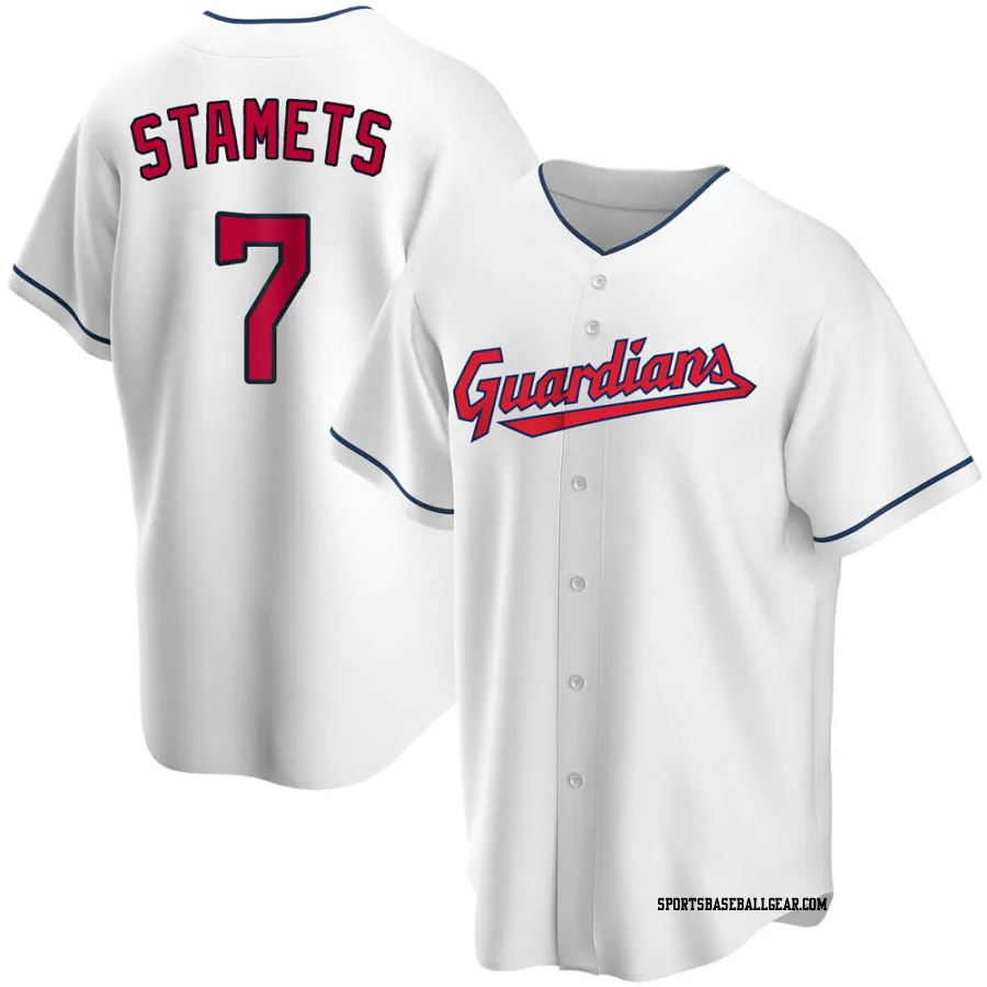 Eric Stamets Men's Cleveland Guardians White Replica Home Jersey