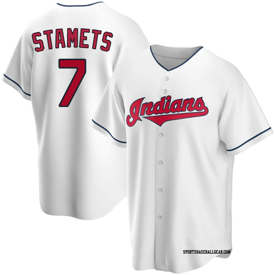 Eric Stamets Men's Cleveland Guardians White Replica Home Jersey